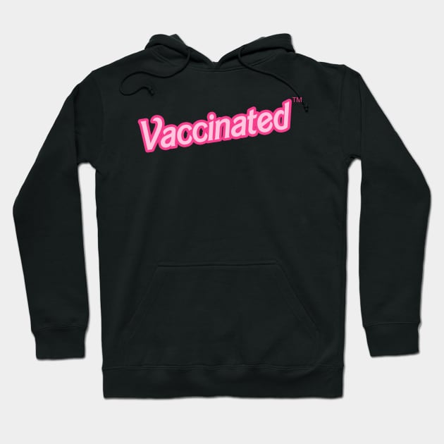 Vintage Barbie Font Vaccinated TM Mask Hoodie by baranskini